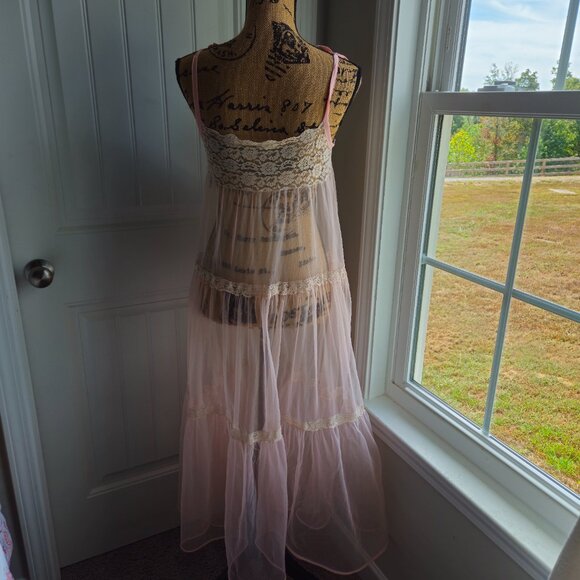 VTG Pink Slip Sheer Dress Size Medium - Picture 5 of 6